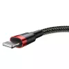 USB-A į Lightning laidas Baseus Cafule 2.4A QC 3.0, 1 m — juodai raudonas
