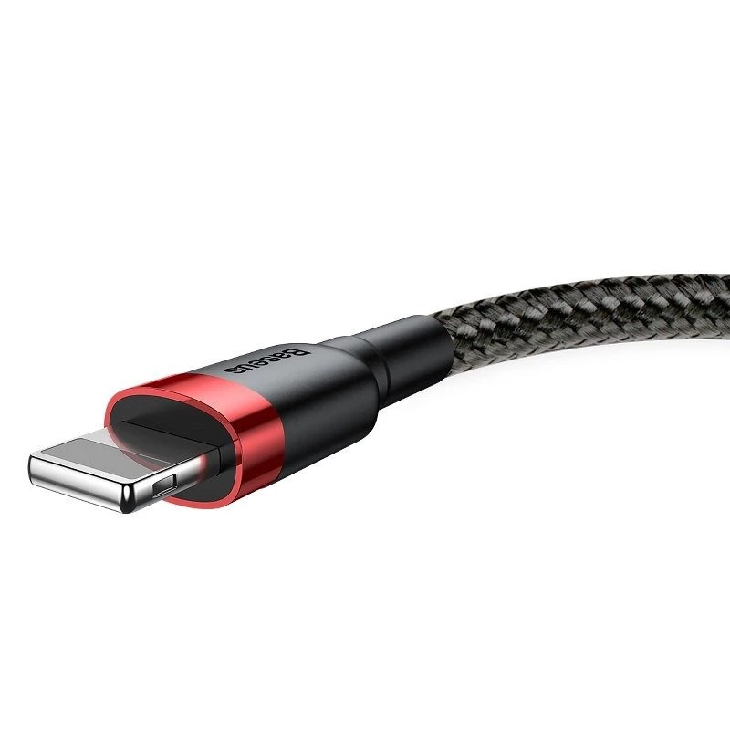 USB-A į Lightning laidas Baseus Cafule 2.4A QC 3.0, 1 m — juodai raudonas