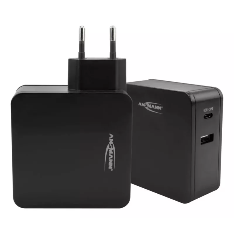 ANSMANN 247PD - Maitinimo blokas - 45 W - 4700 mA - PD, QC 3.0 - 2 išėjimo prievadai (USB, USB-C) - Juodas (1001-0095)