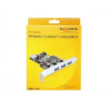DeLOCK 89301 vidinė sąsajos plokštė USB 3.2 Gen 1 (3 išoriniai + 1 vidinis USB-A prievadas, PCIe)