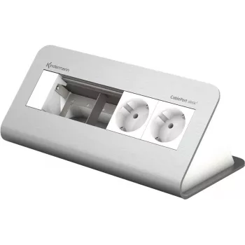 Kindermann CablePort desk² 80 4-jungtys – Kištukinių lizdų gaubtas – montuojamas ant paviršiaus – 2 maitinimo lizdai – anoduotas aliuminis (7430000252)