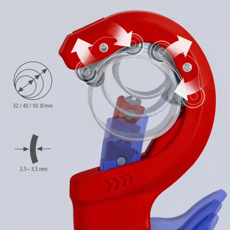 Vamzdžių pjaustytuvas Knipex DPT50 90 23 02 BK – pjovimo talpa 50 mm