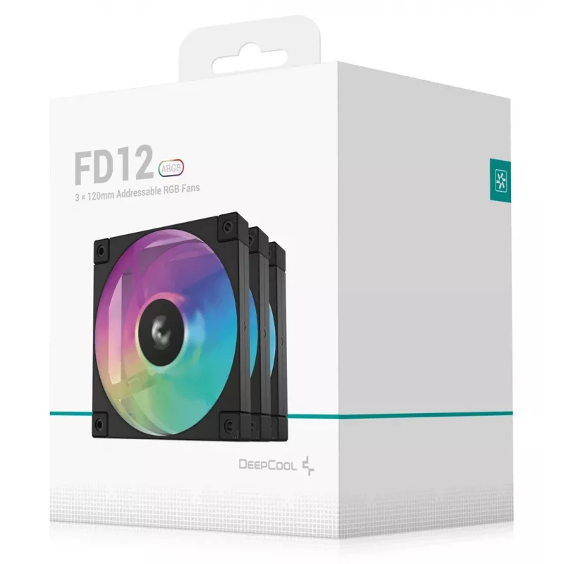 Ventiliatorių rinkinys DeepCool FD12 ARGB-3 in 1 12 cm juodas baltas 3 vnt. Maksimalus oro slėgis 2.56 mmH2O