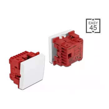 Mygtukinis jungiklis DELOCK Easy 45 2P 250V 10A Baltas, 45×45×37 mm