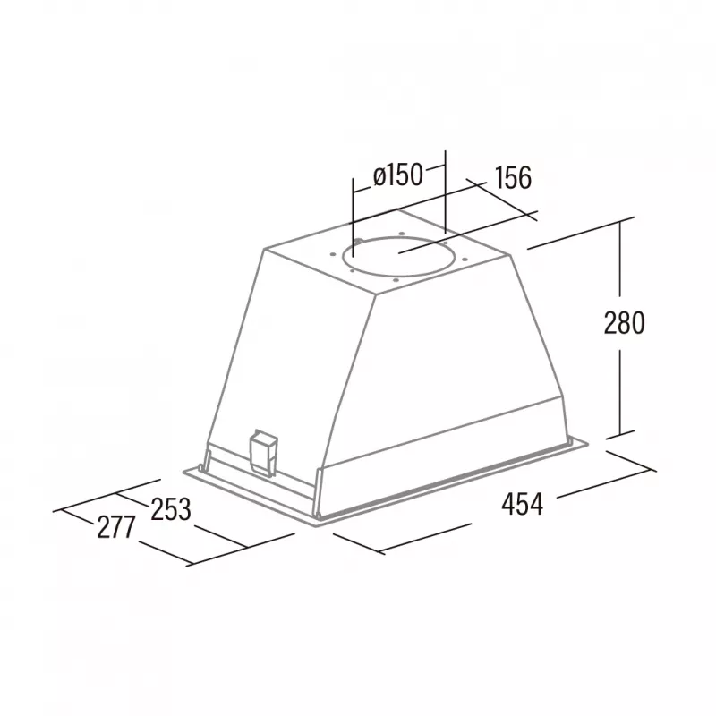 Įtraukiamasis gartraukis CATA GT-PLUS 45 X /M — 492 mm, nerūdijantis plienas, 645 m³/h, metaliniai filtrai, mygtukų valdymas