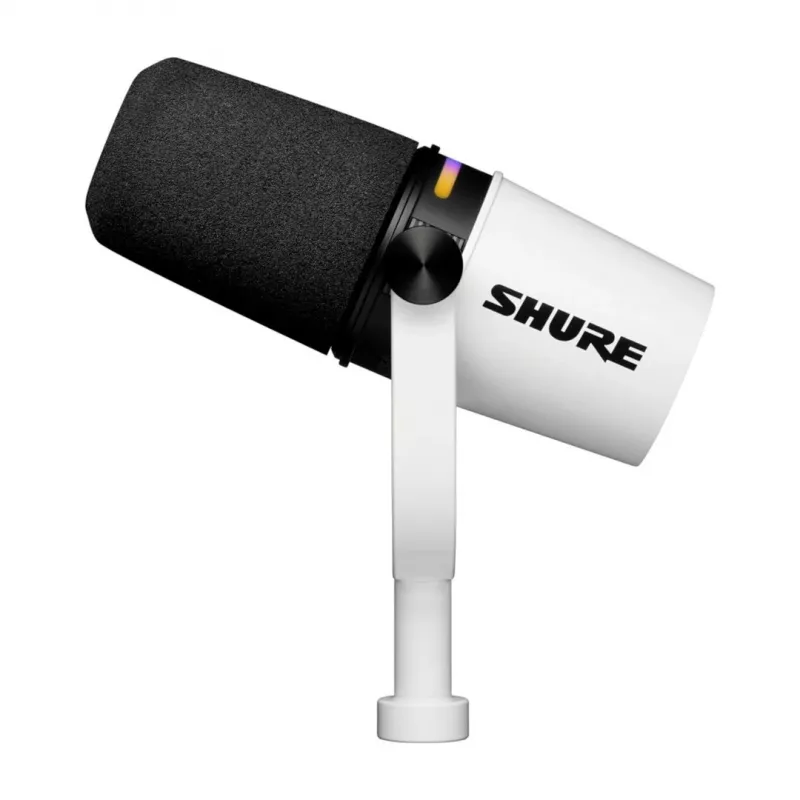 Shure MV7+-W - balso/pulto mikrofonas su XLR/USB-C jungtimi, baltas