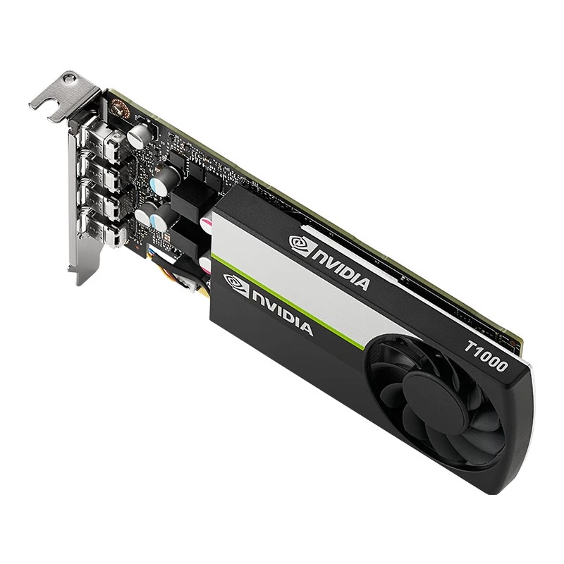 PNY NVIDIA T1000 4GB GDDR6 žemo profilio vaizdo plokštė, 4x Mini DisplayPort (VCNT1000-SB)