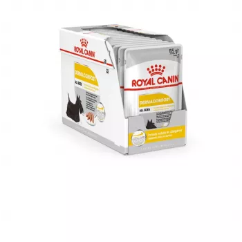 Šlapias šunų ėdalas Royal Canin Dermacomfort Adult 85 g pakelis – jautriai odai, paukštienos skonis, 78% drėgmės