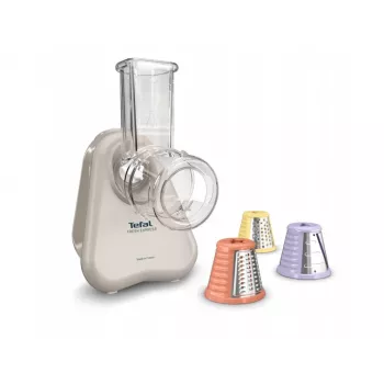 Elektrinė daržovių tarkuotuvė Tefal Fresh Express DN853BE0 — 150 W, 3 keičiami antgaliai, 1 greitis, kreminė