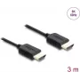 HDMI kabelis DELOCK 81683 — 3 m, HDMI A tipo kištukas-kištukas, 48 Gbit/s, iki 7680×4320, auksuoti kontaktai, juodas