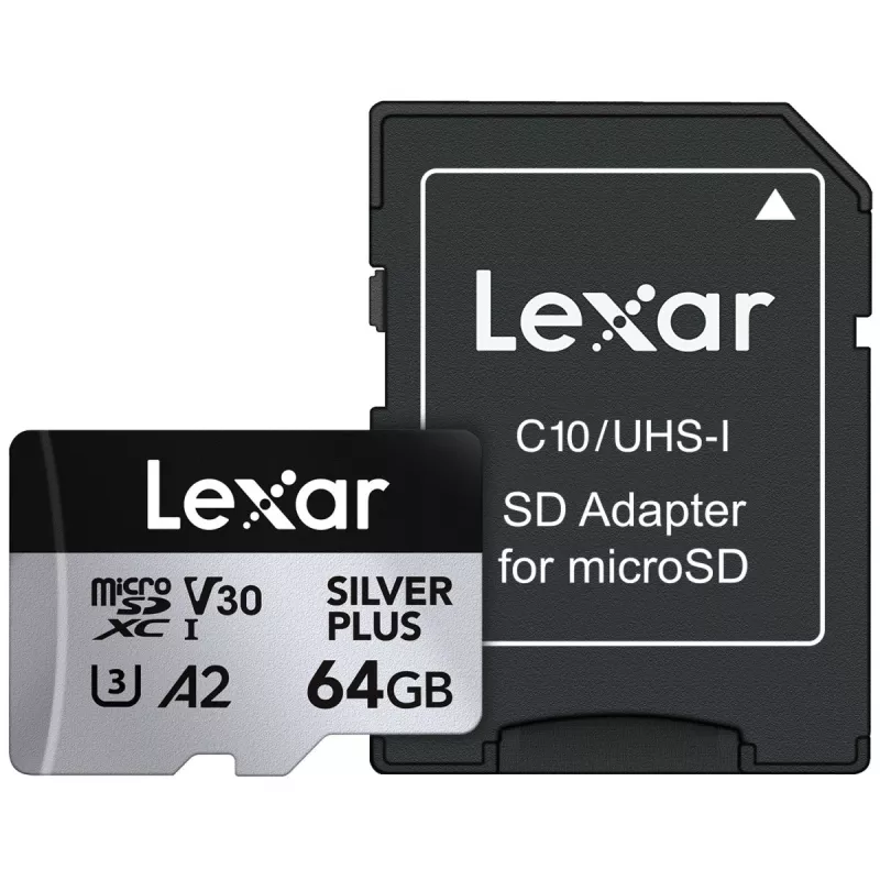 „Lexar“ 64 GB microSDXC atminties kortelė UHS-I Class 3 SILVER PLUS