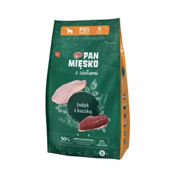 Sausas šunų maistas Pan Miesko Kalakutiena ir Antis 9 kg, Suaugusiems, Baltymų 30%, Riebalų 20%, Be glitimo ir sojos