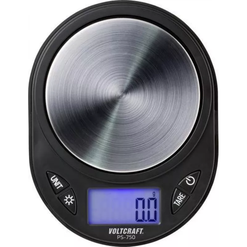 VOLTCRAFT PS-750 kišeninės svarstyklės, svėrimo riba 750 g, tikslumas 0,1 g, juodos spalvos, maitinamos baterijomis