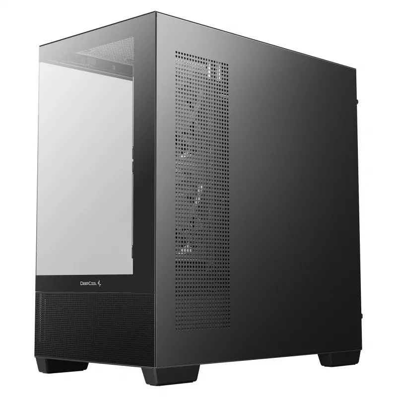 PC korpusas Midi Tower DeepCool CG380 3F – juodas, 235×437×451 mm, su 2x120 mm šoniniais ir 1x120 mm galiniu ventiliatoriumi, maitinimo šaltinis apačioje, 2,5 colio/3,5 colio kietieji diskai