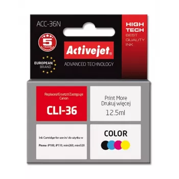 Activejet ACC-36N kasetė su rašalu (Canon CLI-36 pakaitalas; Supreme; 12,5 ml; spalvota)