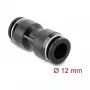Pneumatinė jungtis DELOCK 12 mm tiesi, vidinis sriegis, metalo/plastiko korpusas, ilgis 48,5 mm, juoda