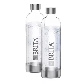 Brita 1043722 gazuoto vandens butelis – nerūdijančio plieno, 1 l, skaidrus, 2 vnt. pakuotė