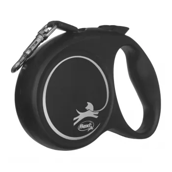 Flexi Black Design M 5 m – ištraukiamas pavadėlis šunims, juodas su žaliais akcentais