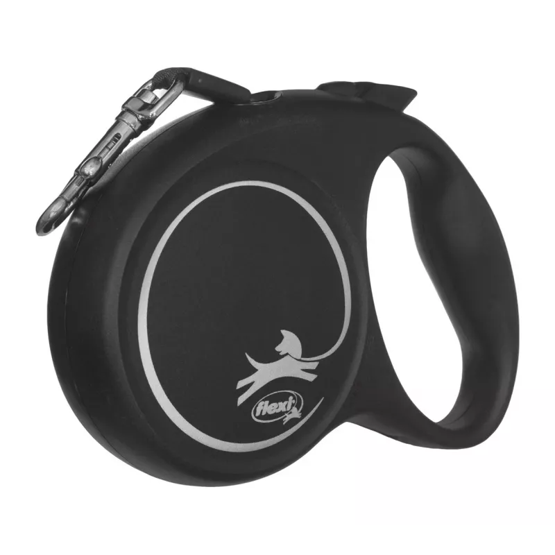 Flexi Black Design M 5 m – ištraukiamas pavadėlis šunims, juodas su žaliais akcentais