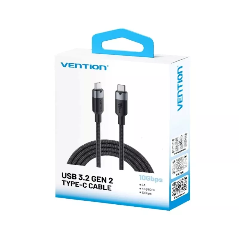 Vention USB 3.2 5A 10Gbps 1m juoda USB-C į USB-C laidas