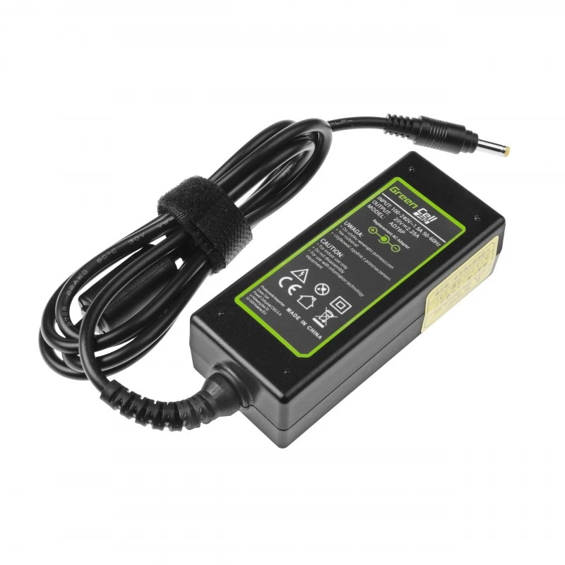 Maitinimo adapteris Green Cell AD76P 45W, skirtas Lenovo nešiojamiesiems kompiuteriams, 20V 2.25A, AC-DC, 100–240V įėjimas, juodas