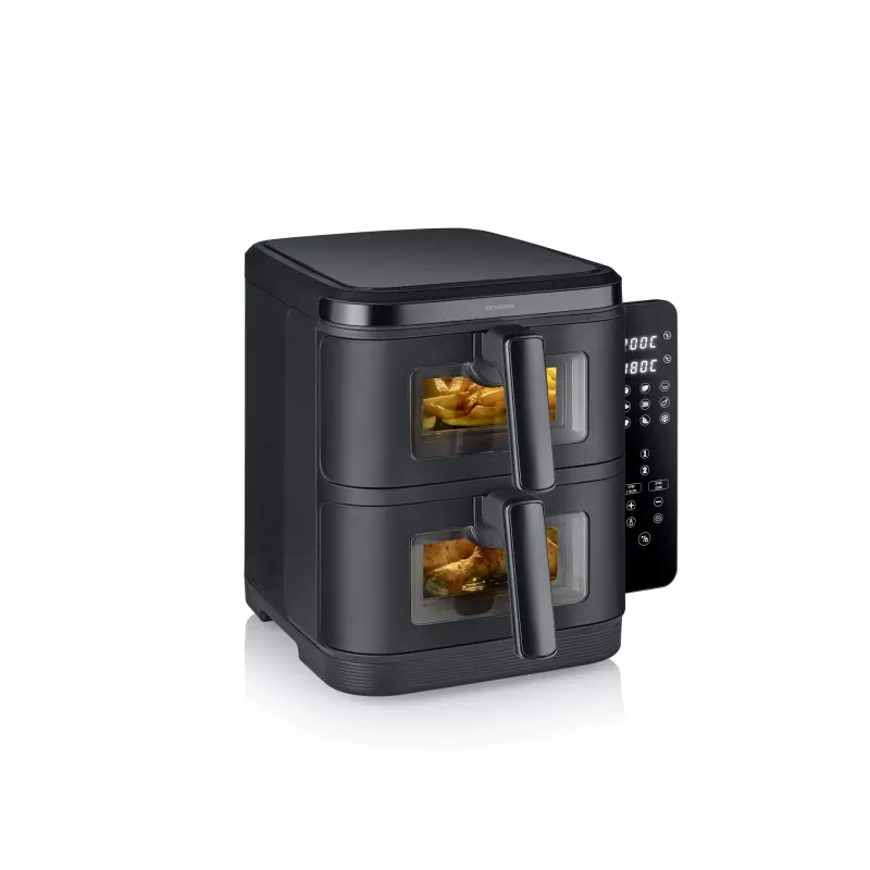 Gruzdintuvė SEVERIN FR 2468 S-Fry Duo Stack 2 viename, dviejų krepšelių dizainas