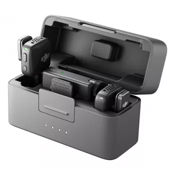 Belaidis mikrofonų rinkinys DJI Mic Mini (2 TX + 1 RX + Įkrovimo dėklas) - Tamsiai pilkas