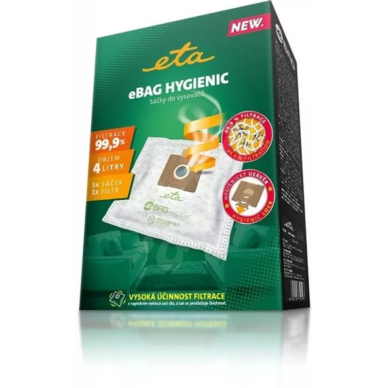 Dulkių siurblio maišeliai ETA Hygienic 5 vnt. su mikrofiltru | ETA960068010