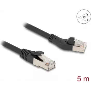 DeLOCK RJ45 Cat.8.1 tinklo kabelis 45° kairiu kampu 5 m juodas