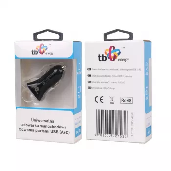 Automobilinis USB A+C greitasis įkroviklis QC TB ASTBXLU2USBACQC