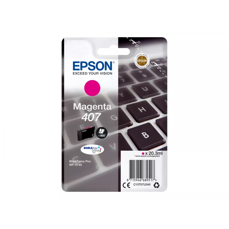 Kasetė Epson C13T07U340 rausvai raudona (magenta) High (XL) talpa, skirta WF-4745 serijai