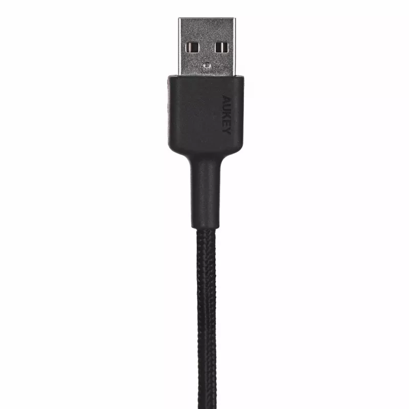 AUKEY CB-CD30 USB-A–USB-C kabelis 0,9 m, nailoninis pynimas, 60W PD, 3A, juodas