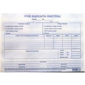 PVM sąskaita faktūra 1+1 SC, A5, 2 × 50 lapų