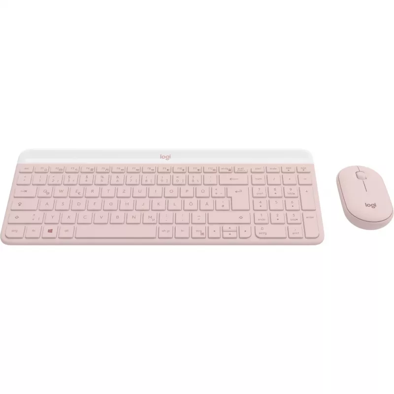 Belaidis klaviatūros ir pelės rinkinys Logitech Slim Wireless Combo MK470, QWERTY, rožinis (920-011314)