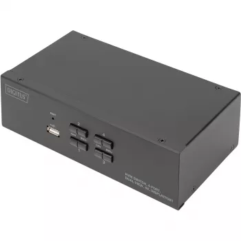 DIGITUS KVM jungiklis, 4 prievadai, du ekranai, 4K, DisplayPort®