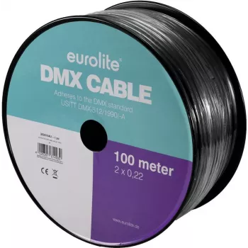 DMX kabelis EUROLITE 2x0,22mm 100m — ekranuotas dviejų gyslų kabelis apšvietimo valdymui
