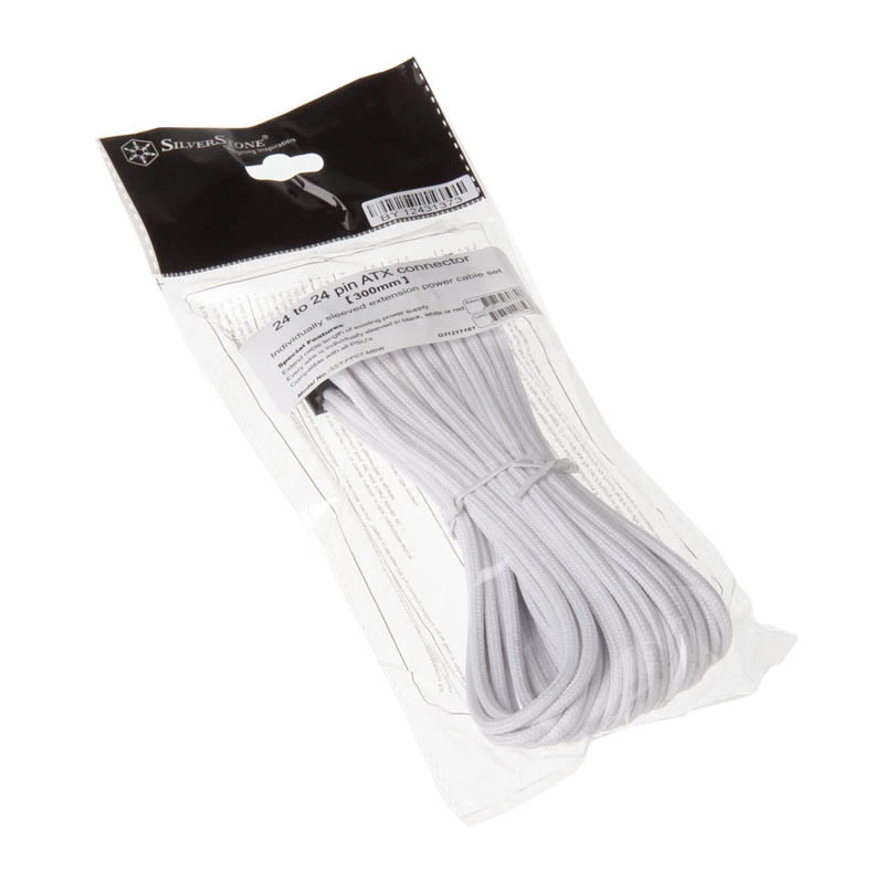 SilverStone PP07-MBW – Maitinimo ilginimo laidas – ATX, 24 kontaktų (kištukas) – ATX, 24 kontaktų (lizdas) – 30 cm – Baltas (SST-PP07-MBW)