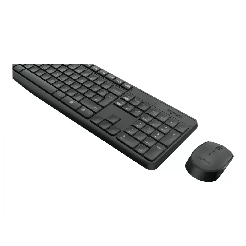 Logitech MK235 belaidė klaviatūra ir pelė rinkinys, pilno dydžio, pilka