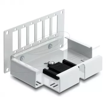 Patch panel DELOCK 6 prievadų skaidulinės optikos SC Duplex arba LC Quad, pilkas metalas, tvirtinimas ant DIN bėgelio
