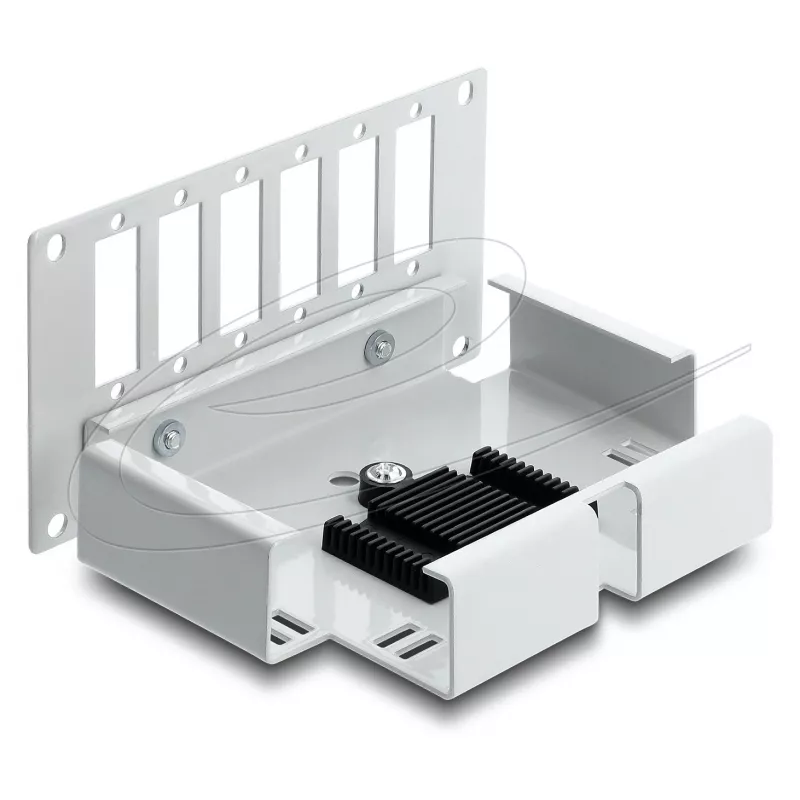 Patch panel DELOCK 6 prievadų skaidulinės optikos SC Duplex arba LC Quad, pilkas metalas, tvirtinimas ant DIN bėgelio