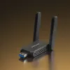 Wi‑Fi USB adapteris MERCUSYS MA72XH AX1800 su aukšto stiprinimo antenomis, USB-A plug-and-play