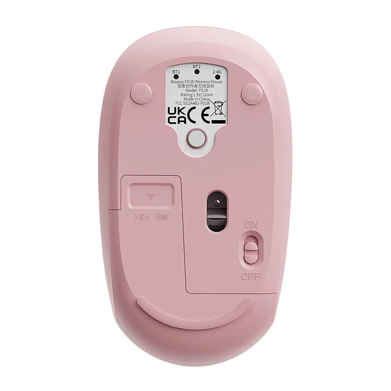 Belaidė pelė Baseus F01B Tri-mode 2.4G BT5.0 1600 DPI (rožinė)