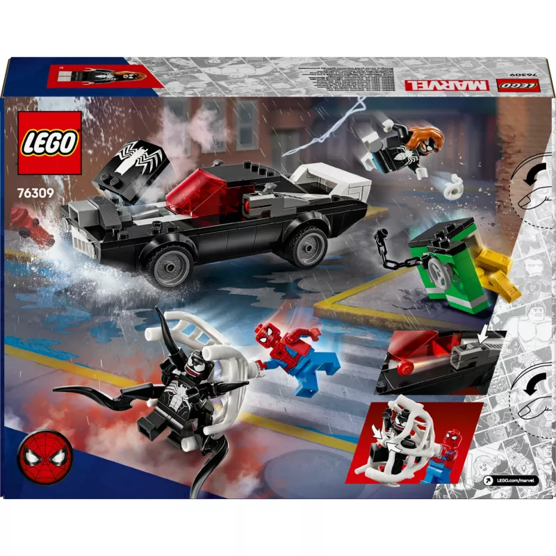 LEGO Marvel Super Heroes Konstruktorius Žmogus-voras prieš Venomą Raumeninis automobilis 76309 — 254 dalys, 3 minifigūrėlės, nuo 7 metų