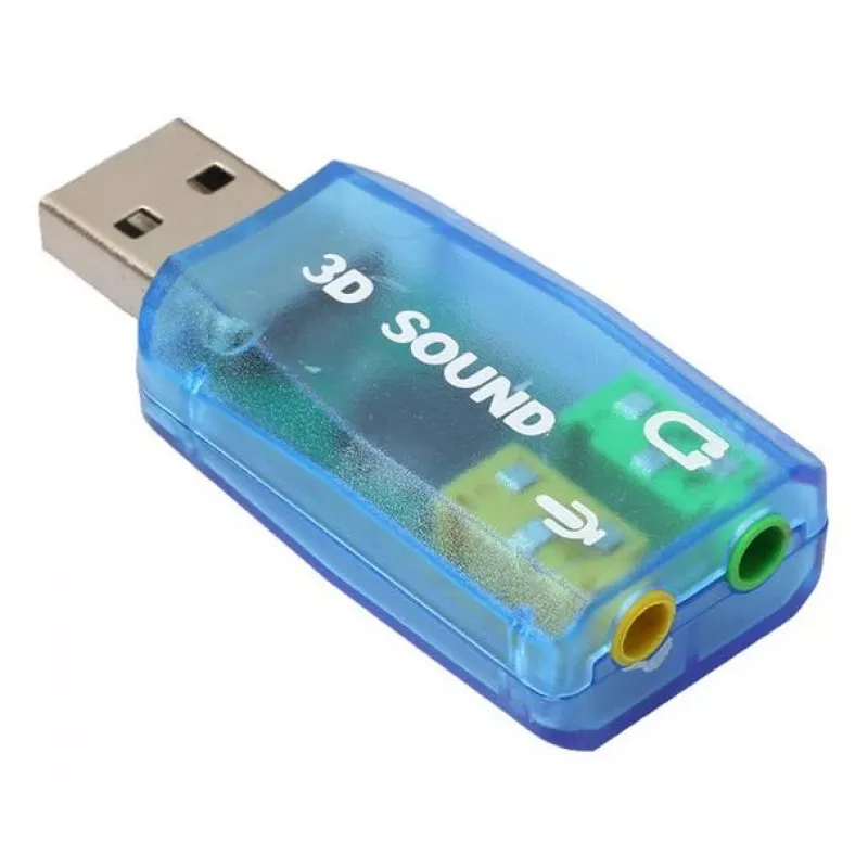 USB išorinė garso kortelė Gembird Virtus2 — USB sąsaja, 3,5 mm ausinėms, mėlyna permatoma