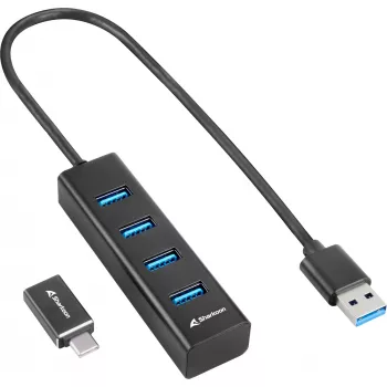 Sharkoon USB 3.2 Gen 1 Type-C sąsajos šakotuvas 5000 Mbit/s juodas