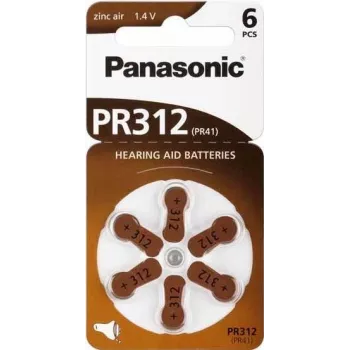 Baterijos klausos aparatams Panasonic PR 312 Cinko-oro 170 mAh – 6 vnt.