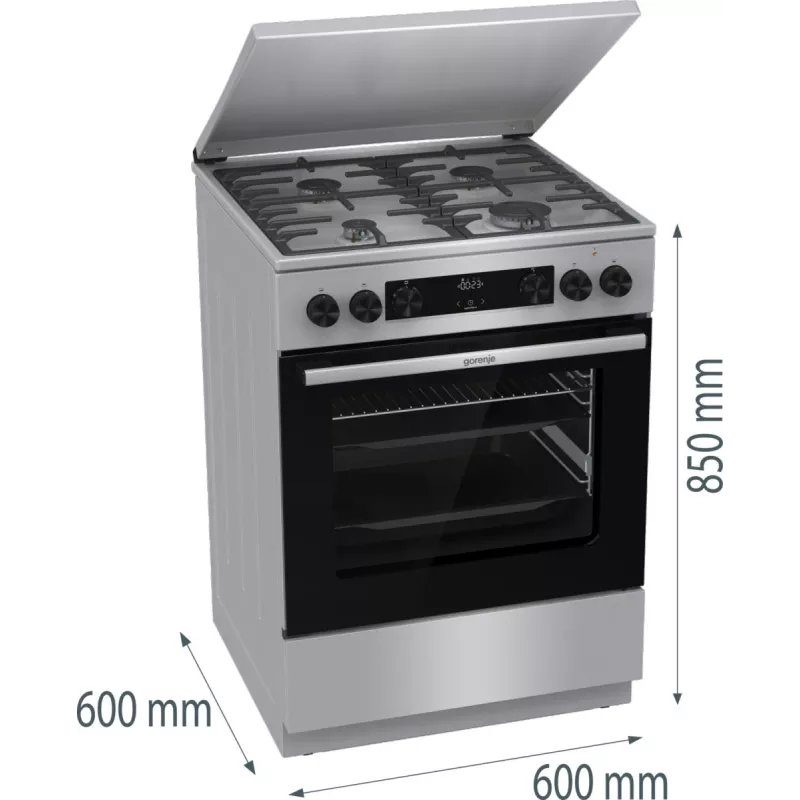 Gorenje GKS6C71XF Laisvai pastatoma viryklė su orkaite Sidabrinė