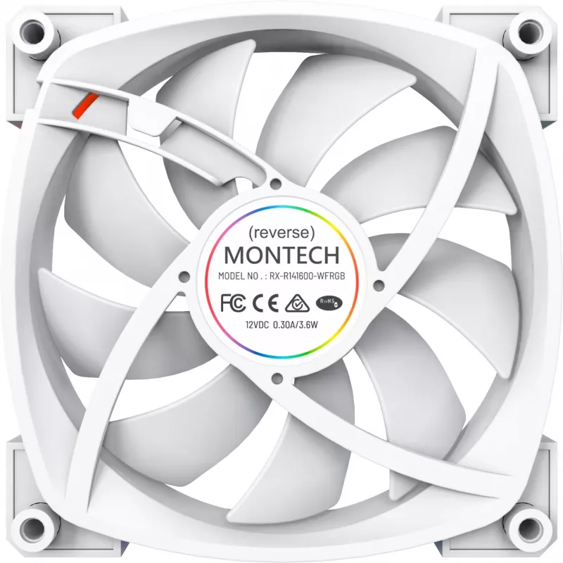 Montech RX140 PWM 140 mm ARGB korpuso ventiliatorius - Baltas
