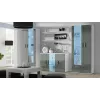 Sideboard Cama Meble SOHO S7, 120 cm, baltas/pilko blizgesio, 3 durys, 4 lentynos