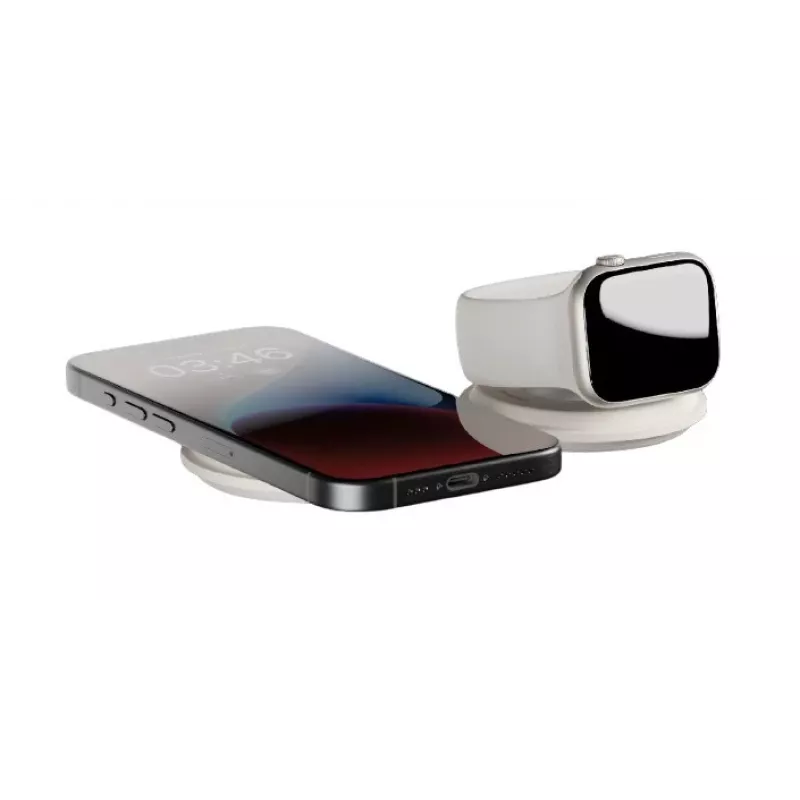 Belaidis 2-in-1 įkroviklis native union Voyage 2-In-1 Wireless Charger Sandstone USB, šviesiai pilkas